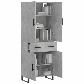 Stylish Highboard in Concrete Grey - 69.5x34x180 cm