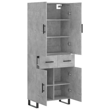 Stylish Highboard in Concrete Grey - 69.5x34x180 cm