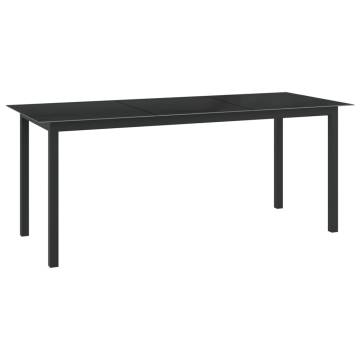 Stylish Black Garden Table - 190x90 cm Aluminium & Glass