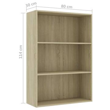 3-Tier Book Cabinet Sonoma Oak - Modern & Stylish Design