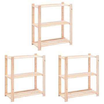 3-Tier Solid Pinewood Storage Racks - Durable & Stylish