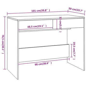 Black Desk 101x50 cm - Sturdy Engineered Wood Table