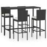 5 Piece Garden Bar Set with Cushions Poly Rattan Black Colour black Size 130 x 60 x 110 cm Number of 5 