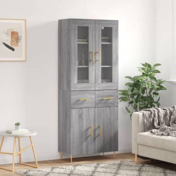 Stylish Highboard Grey Sonoma | 69.5x34x180 cm | Hipomarket