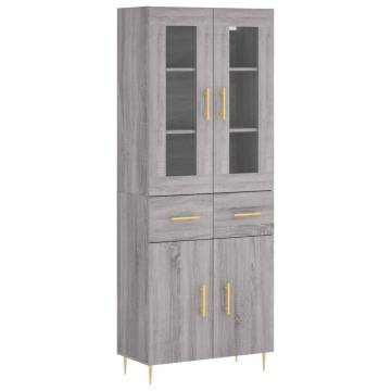 Stylish Highboard Grey Sonoma | 69.5x34x180 cm | Hipomarket