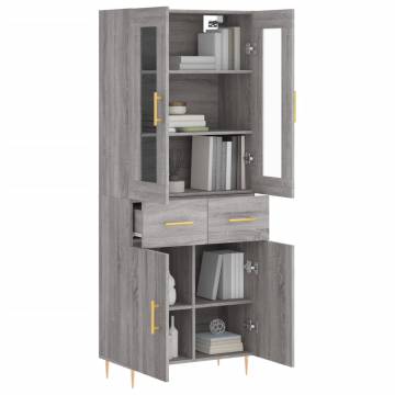 Stylish Highboard Grey Sonoma | 69.5x34x180 cm | Hipomarket