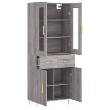 Stylish Highboard Grey Sonoma | 69.5x34x180 cm | Hipomarket