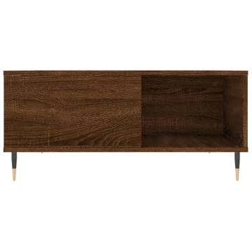 Elegant Brown Oak Coffee Table - 80x80 cm Engineered Wood