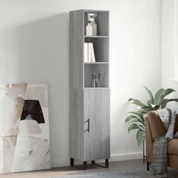 Stylish Highboard Grey Sonoma - 34.5x34x180 cm Engineered Wood