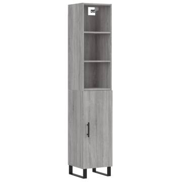 Stylish Highboard Grey Sonoma - 34.5x34x180 cm Engineered Wood