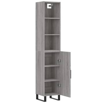 Stylish Highboard Grey Sonoma - 34.5x34x180 cm Engineered Wood