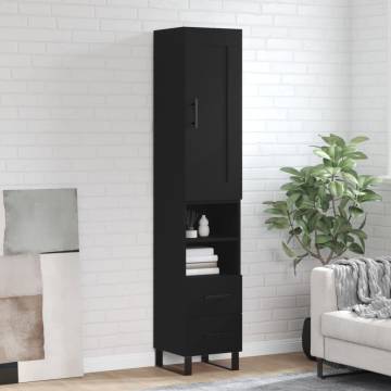 Elegant Highboard in Black - 34.5x34x180 cm | Hipo Market