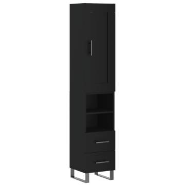 Elegant Highboard in Black - 34.5x34x180 cm | Hipo Market