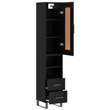 Elegant Highboard in Black - 34.5x34x180 cm | Hipo Market