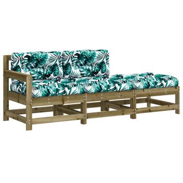 3 Piece Garden Lounge Set with Cushions - Pine Wood Comfort