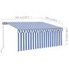 Manual Retractable Awning with LED - 3x2.5m Blue & White