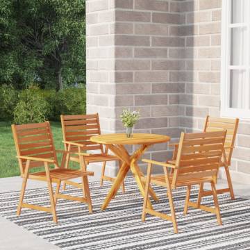 5 Piece Garden Dining Set - Solid Acacia Wood | HipoMarket