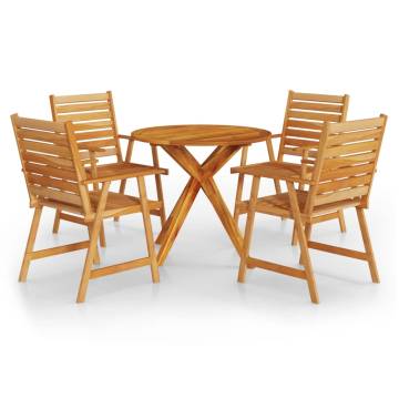 5 Piece Garden Dining Set - Solid Acacia Wood | HipoMarket