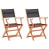 Folding Garden Chairs 2 pcs Black Solid Eucalyptus Wood and Textilene Colour black Quantity in Package 2 Number of 1 