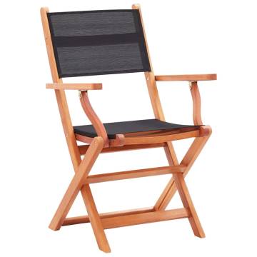 Folding Garden Chairs Set - 2 Pcs Black Eucalyptus Wood