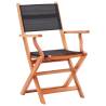 Folding Garden Chairs Set - 2 Pcs Black Eucalyptus Wood