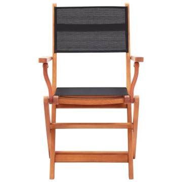 Folding Garden Chairs Set - 2 Pcs Black Eucalyptus Wood