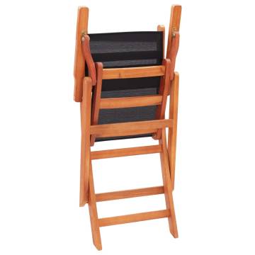 Folding Garden Chairs Set - 2 Pcs Black Eucalyptus Wood