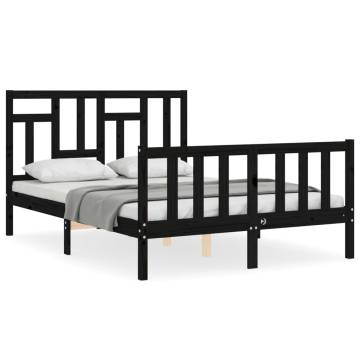 Solid Wood Black Bed Frame with Headboard 120x200 cm - HipoMarket