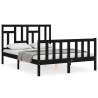 Solid Wood Black Bed Frame with Headboard 120x200 cm - HipoMarket