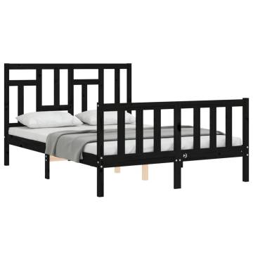 Solid Wood Black Bed Frame with Headboard 120x200 cm - HipoMarket