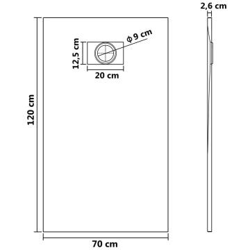 Shower Base Tray SMC Black 120x70 cm - Durable & Stylish