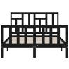 Solid Wood Black Bed Frame with Headboard 120x200 cm - HipoMarket