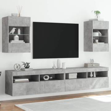 Stylish LED TV Wall Cabinets - 2 pcs Concrete Grey - 40x30x60.5 cm