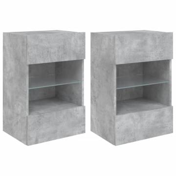 Stylish LED TV Wall Cabinets - 2 pcs Concrete Grey - 40x30x60.5 cm