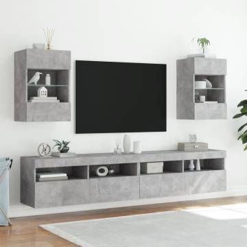 Stylish LED TV Wall Cabinets - 2 pcs Concrete Grey - 40x30x60.5 cm