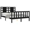 Stylish Black Bed Frame with Headboard - 120x200 cm Solid Wood