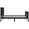 Stylish Black Bed Frame with Headboard - 120x200 cm Solid Wood