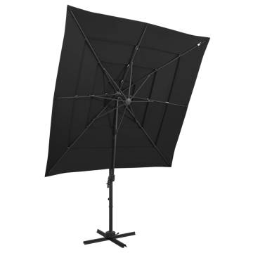 4-Tier Black Parasol with Aluminium Pole - 250x250 cm