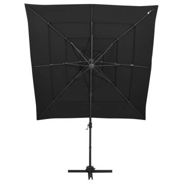 4-Tier Black Parasol with Aluminium Pole - 250x250 cm