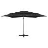 4-Tier Black Parasol with Aluminium Pole - 250x250 cm