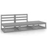 3 Piece Garden Lounge Set Grey Solid Pinewood Colour grey Quantity in Package 1 Model 2x middle + footrest Number of 