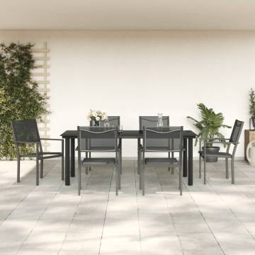 7 Piece Garden Dining Set - Black Steel & Textilene | Hipo Market