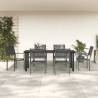 7 Piece Garden Dining Set Black Steel and Textilene Size 200 cm table length Number of 6 