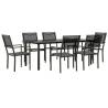 7 Piece Garden Dining Set - Black Steel & Textilene | Hipo Market