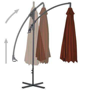 Cantilever Umbrella with Steel Pole 300 cm - Terracotta | HipoMarket