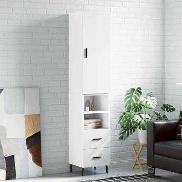 High Gloss White Highboard - Stylish Storage Solution