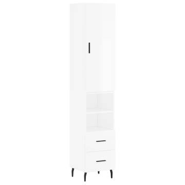 High Gloss White Highboard - Stylish Storage Solution