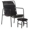 Relaxing Black Leather Armchair with Footrest - Hipo Market