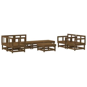 8 Piece Garden Lounge Set - Honey Brown Solid Wood Pine