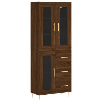 Stylish Highboard Brown Oak - Durable Engineered Wood Storage